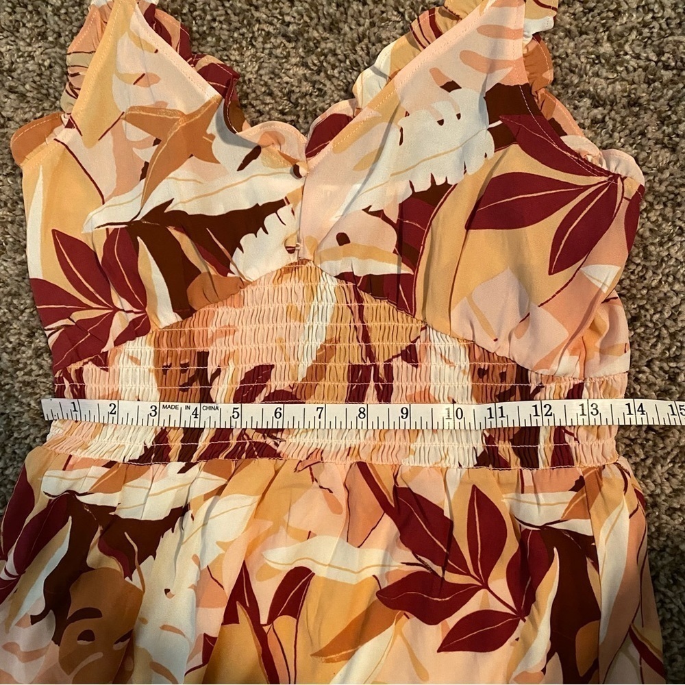 Sienna Sky Smocked Midi Floral Dress Coral Sundress Sz M - Picture 11 of 13